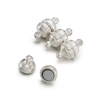 Pandahall 5 Stanovuje Kolo Mosadz Magnetické Uzávery Konci Konektor DIY Šperky Zistenia Platinum Farba 11x6mm Otvor: 1 mm