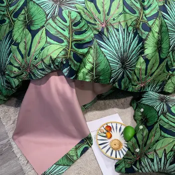 Papa&Mima Zelené Palmové Listy INY Perinu Nastaviť Vybavené List z Egyptskej Bavlny Bedlinens 4pcs Kráľovná King Size Postelí Nastaviť