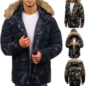Parkas Mužov Zimný Kabát Hrubé Oblečenie, Muži Móda Kamufláž Bavlna-vatovaný Kabát