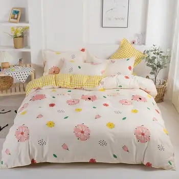 Pastorálna posteľná bielizeň Sets220x240 Perinu Set S obliečky na Vankúše 200x200 Deka Kryt, Kvetinový Vzor, King Size Posteľ Kryt 2020