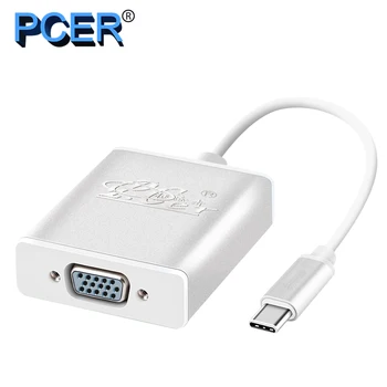 PCER typ c-vga VGA female USB C do konvertor VGA kábel USB 3.1 na VGA pre Macbook MateBook ThinkPad Alienware