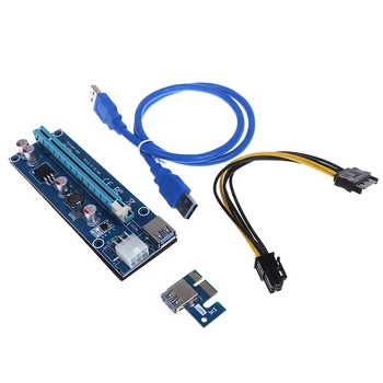 PCI-E 1X až 16X Stúpačky Karty PCIE USB3.0 SATA Rozšírenie Karty Adaptéra Napájací Kábel