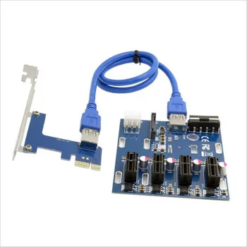 PCI-E 1X Rozširujúca Súprava 1 až 4 Sloty Prepínač Násobiteľ Hub PCI-E Stúpačky Kartu Adaptér s Káblom USB 3.0 Pcie Ťažba Moduly