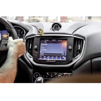 Pcmos Reálne Uhlíkových Vlákien GPS Navigačný Panel Kryt Výbava Pre Maserati Ghibli-2017 Auto Interiérové Lišty Nálepky Časti Nové