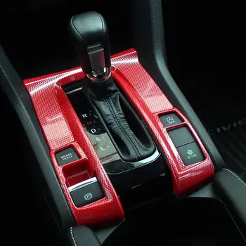Pcmos Červená ABS Uhlíkových Vlákien Radenie Kryt Výbava Pre Honda Civic 10. 2016 2017 Interiérové Lišty Nálepky Časti