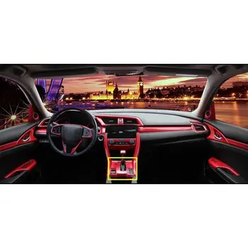Pcmos Červená ABS Uhlíkových Vlákien Radenie Kryt Výbava Pre Honda Civic 10. 2016 2017 Interiérové Lišty Nálepky Časti