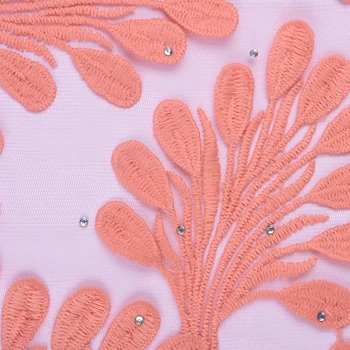 Peach Mlieko Hodváb Nigérijský Čipky Nášivka Čipky Tkaniny Vysokej Kvality 3d francúzskej Čipky Textílie Afriky Suché Čipky Textílie Na Svadby 1704