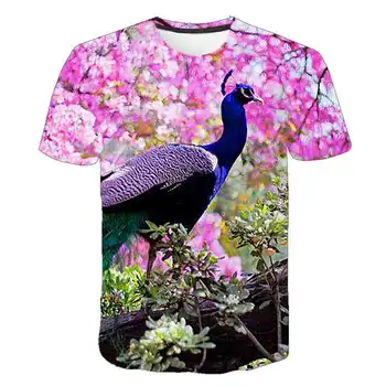 Peacock T Shirt Lete Ženy, Farebné Pierko Mikina 3D Tlač Zvierat Krátky Rukáv Hip Hop Harajuku Streetwear Topy, Pulóvre