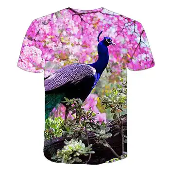 Peacock T Shirt Lete Ženy, Farebné Pierko Mikina 3D Tlač Zvierat Krátky Rukáv Hip Hop Harajuku Streetwear Topy, Pulóvre