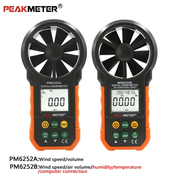 PEAKMETER MS6252A MS6252B Digitálny Anemometer 30 m/s Prenosné USB Prúdenie vzduchu Tester na meranie okolitej teploty a vlhkosti