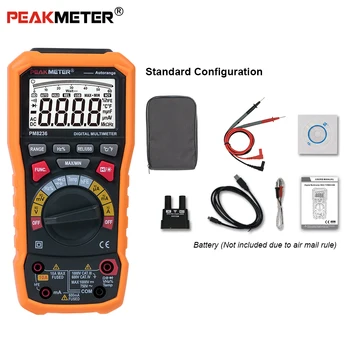 PEAKMETER PM8236 Auto manual Rozsah Digitálny Multimeter s TRMS 1000V Teploty kapacita frekvencia Test