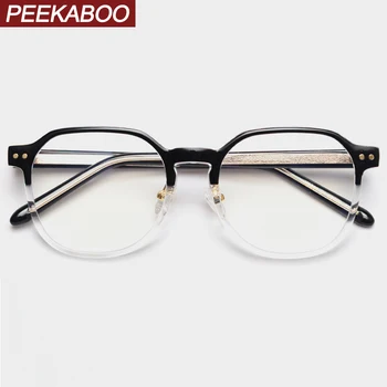 Peekaboo transparentné, veľké okuliare ženy optická čierna sivá retro námestie okuliare pre mužov tr90 rám kórejský štýl jasný objektív