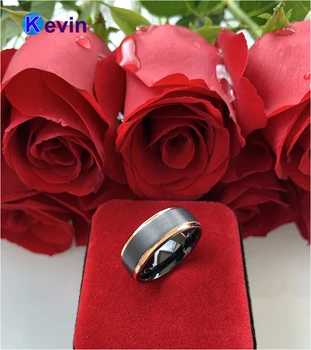 Pekné muži krúžok volfrámu svadobný prsteň s manželskou farba pokovovanie