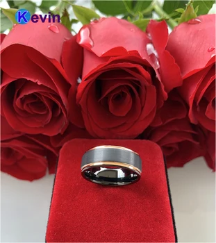 Pekné muži krúžok volfrámu svadobný prsteň s manželskou farba pokovovanie