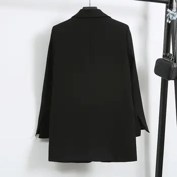 PEONFLY Bežné Jediného Tlačidla Ženy Sako Bunda s Drážkou Golier Žena Bundy Módne Čierne Obleky Outwear 2019 Jeseň Kabát