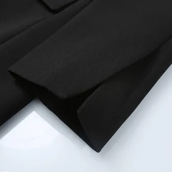 PEONFLY Bežné Jediného Tlačidla Ženy Sako Bunda s Drážkou Golier Žena Bundy Módne Čierne Obleky Outwear 2019 Jeseň Kabát