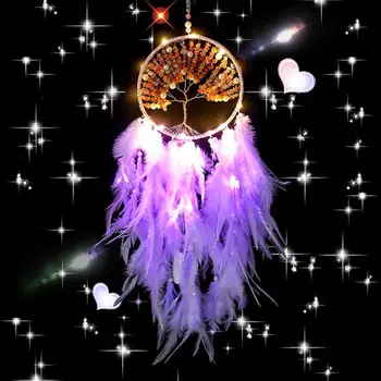 Perie Ručne Romantický Zvonkohry Dromenvanger Dreamcatcher Crystal Tyrkysové Strom Života Ornament Dievča Miestnosti Dekorácie