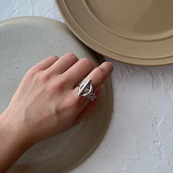 Peri'sBox vydlabaných Prepnúť Spona Twisted Krúžky Reťazca Kruhu Bar Geometrické Prstene pre Ženy Minimalistický Krúžok Šperky 2019
