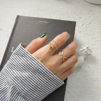 Peri'sBox Zlatá Farba Tenké Stohovanie Vrstvený Prstene pre Ženy 925 Sterling Sliver, Dvojité Otvorené Krúžky Elegantná Nastaviteľná Ring Šperky