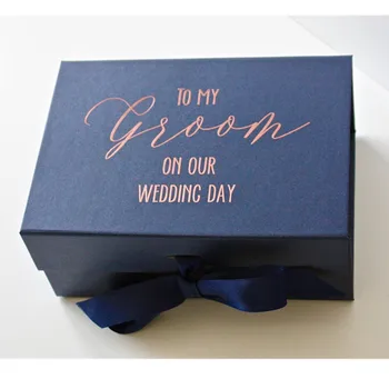 Personalizované Ženícha Darčeka Darček pre Ženícha Groomsman Darčeky Luxusné Svadobné darčekové krabice námornícka modrá Ďakujeme, že ste Najlepší Mangift box