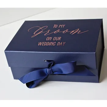 Personalizované Ženícha Darčeka Darček pre Ženícha Groomsman Darčeky Luxusné Svadobné darčekové krabice námornícka modrá Ďakujeme, že ste Najlepší Mangift box