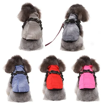 Pes Bavlna Fleece Vesta Zime Teplý Kabát Dual Funkčné Pet Windbreaker Postroj Kórejská Verzia Pre Chladné Počasie