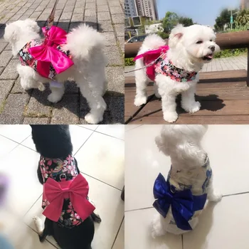 Pes, Pet Postroj Vesta Japonské Kimono Štýle Čerešňové kvety Priedušná Dring Vodítku Nastaviť Motýľ Luk Psie Oblečenie, Oblečenie S M L