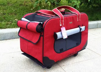 Pes vozíka odkladacia taška pre domáce zvieratá spoločenské prípade tašky na kolieskach Dopravcu kabelka Batožiny Cestovné Tote Vozíka Tašky
