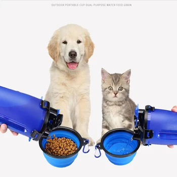 Pet 3 v 1 Feeder Pes Fľaša na Vodu Skladacie, Sklopné Misy Cestovné Vonkajšie Potravín Skladovanie Vody Pre Mačka, Pes Fľaša