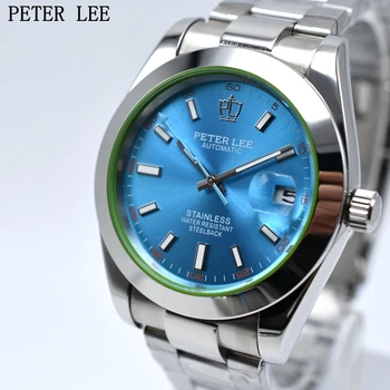 PETER LEE Luxusné Značky Muž Hodiny Plné Oceľové Pásmo Nepremokavé Automatické Mechanické Klasické Elegantné Obchodné Pánske Náramkové hodinky Darček
