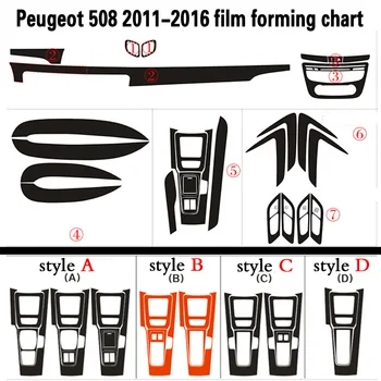 Peugeot 508 2011-2017 Samolepiace Auto Samolepky Uhlíkových Vlákien Vinylové polepy Áut a Obtlačky Auto Styling Príslušenstvo
