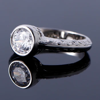 Pevné 925 Sterling Silver Žien Snubné Prstene Top Značky Viktoriánskom Štýle Vytvoril Moissanite Kamene Klasické Šperky Pre Ženy
