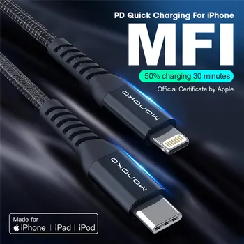 Pfi USB C Lightning Kábel 18W PD pre iPhone XS Max X 11 3A Rýchle Nabíjanie Údaje pre Macbook iPad typ C Kábel C94 Vyrobené pre IOS