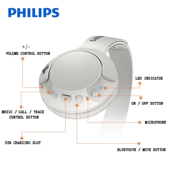 Philips SHB3075 hlavový most Bezdrôtový Headset s Bluetooth 4.1 Ovládanie Hlasitosti Lítium-Polymérová pre Xiao Úradné Overenie