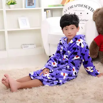 Pijama infantil deti nosia detské Župany Flanelové Teplý Župan Penguin Mäkké Zahustiť Vaňa Župan pre Deti, Chlapcov, Župan
