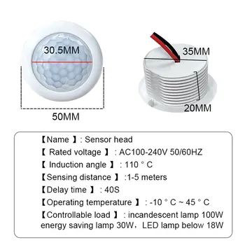 PIR Senzor, Light Switch 100-240V ON/OFF Infračervené Ľudské Telo Indukčné snímače Ovládania Svetla Detektor Modul Pre LED Lampa