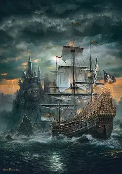 Piráti Loď scenérie Počíta Cross Stitch Súpravy na Vyšívanie, Výšivky Remesiel 14ct Unprinted DIY Arts Ručné Domova