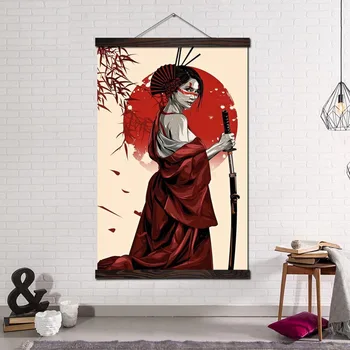 Plagát a Vytlačí Prejdite Maliarske Plátno Umenie Výtlačkov Wall Art Obrázky, Obývacia Izba, Spálňa Domáce Dekorácie Ruby Geisha Bojovník