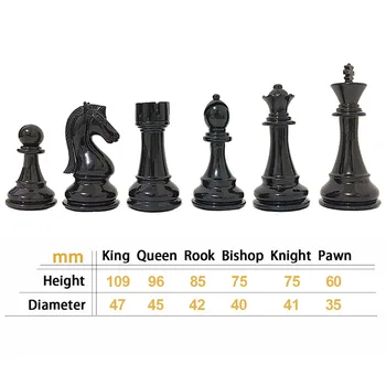 Plastové Imitácie Drevené Šachové Figúrky Nastaviť Kráľ Výška 109 mm Oplechovanie Procesu a Kovové Zhoršenie Chessman Šach Hra IA5