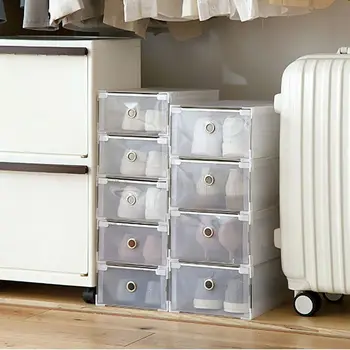 Plastové Skladacie Zásuvky Box Pre Turistické Topánky (52 cm) Jasné, Stohovateľné Domov Multifunkčné Úložný Kontajner Pre Domáce