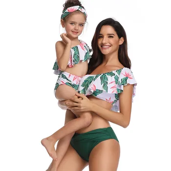 Plaviek Rodiny Zodpovedajúce Oblečenie Matka, Dcéra Plavky pre Maminku a Ma Plavky Vysoký Pás Bikini Šaty Vyzerajú Mama Mama 2020