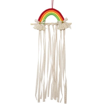 Pletená Rainbow Stene Visí Barrette Hairband Organizátor Vlasy Príslušenstvo Držiaky Dievčatá Vlasy Luky Klip Skladovanie Držiteľa Izba Dekor