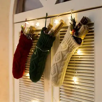 Pletené Vianočné Pančuchy, Vianočné Dekorácie Vianočný Darček Taška Krb Dekorácie Ponožky Nový Rok Candy Darčeky, Tašky, Držiak