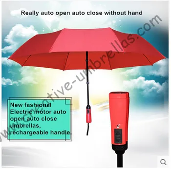 Plne automatické otvorenie auto blízkosti nabíjateľná elektrické trojnásobne vetru zliatiny ľahký dáždnik farba voliteľná parasol