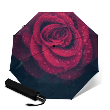 Plne Automatické Prenosné Skladacie Daždivé Dáždnik Ženy Muži Vetru Dáždnik Kvetinový Kvet Tlač Parapluie Paraguas
