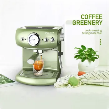 Plne Semi-automatický kávovar Retro Štýl Espresso, Čerpadlo, Typ Domácnosti a Komerčné Pary Typ Mliečna Pena Silný Parný