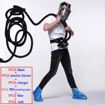 Plná maska Zápas Elektrické dúchadlo Respirátor plynové masky s Vysokým rozlíšením Anti-fog Maska 7 hodín skladovanie Dúchadlo Kombinované plynové masky