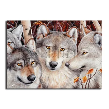 Plné Námestie Diamond maľovanie wolfs DIY 3D Diamond mozaiky štyri wolven Full Round-Diamond výšivky Cross stitch Zvierat