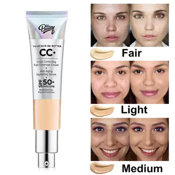 Plné pokrytie CC krém, Krém na opaľovanie na Tvár nadácie Korektor SPF 50 + Celoplošný make-up štetec