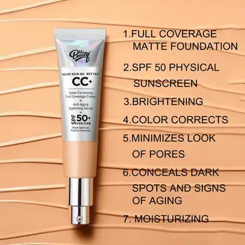 Plné pokrytie CC krém, Krém na opaľovanie na Tvár nadácie Korektor SPF 50 + Celoplošný make-up štetec